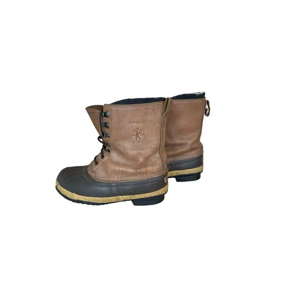 Sorel Mens Brown Tan Waterproof Leather Rubber Winter Snow Boots Size 67